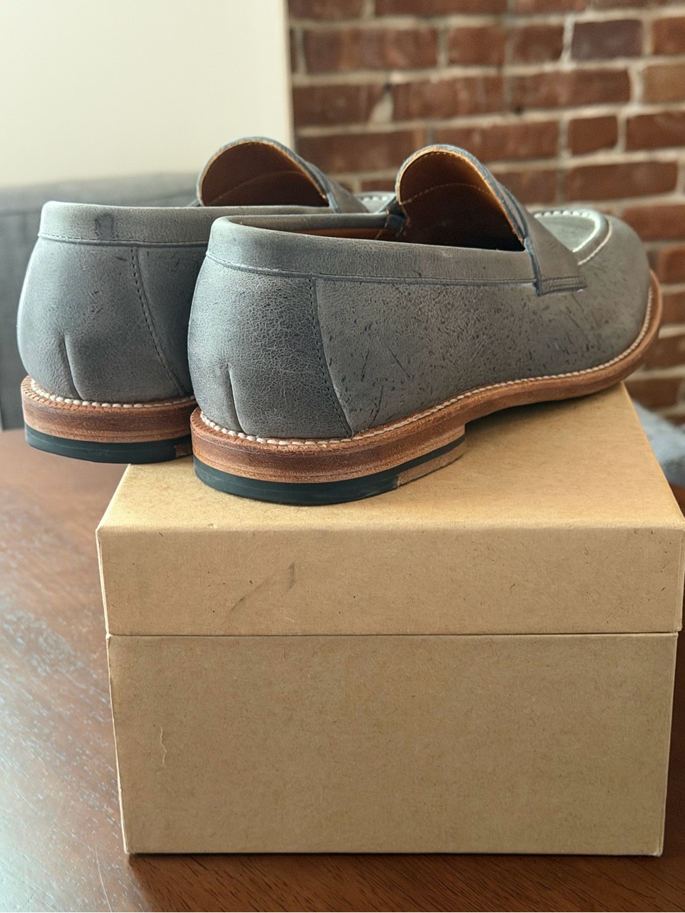 Grant Stone Traveler Penny Loafer in Storm Kudu - Picture 3 of 6